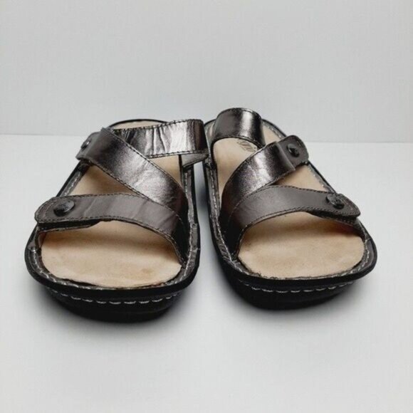 ALEGRIA Comfort Slip-on Sandal Slides Silver Sz 6 - Picture 4 of 11